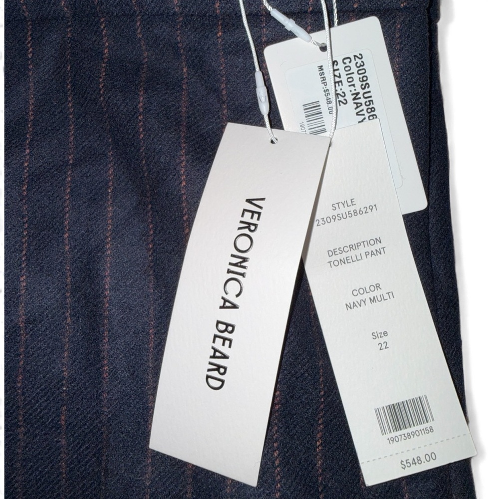 Veronica Beard NWT Navy Pinstripe Wide Leg Pants - Picture 3 of 4